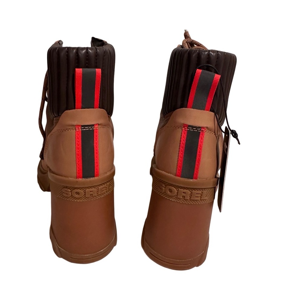 Sorel Brex Heel Cozy Lace Waterproof Leather Women's Booties Tan/Black US 9 NWT - Picture 7 of 15